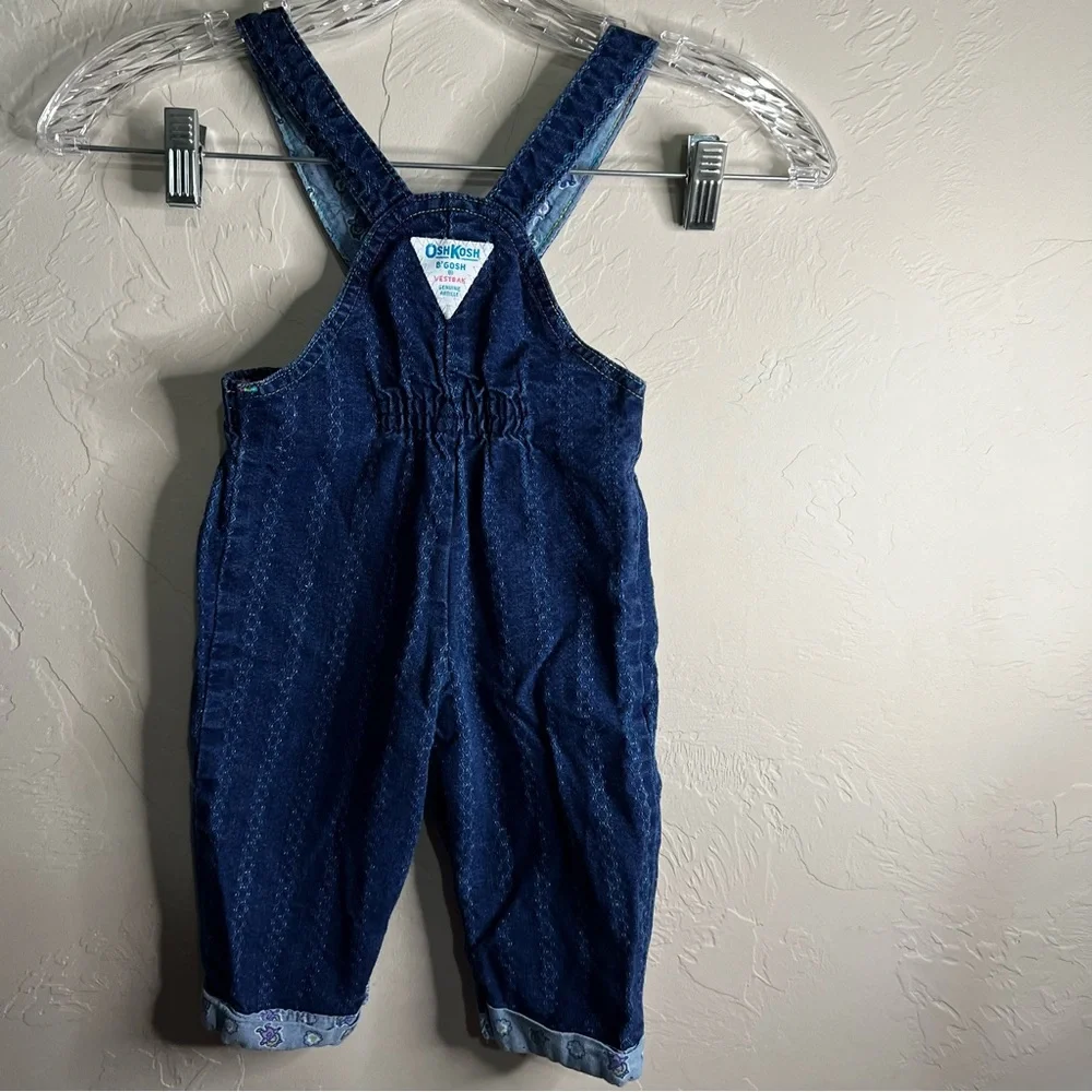 OshKosh B'gosh Vintage 90’s Rainbow Stitching Blue Denim Vestbak Bib‎ Overalls